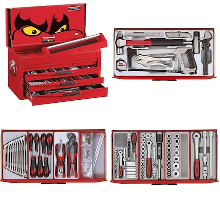 Teng Tools 140 Piece Complete Mixed Service Tool Kit + 1 Heavy Duty Toolbox Storage Case - TC8140NF TC8140NF-BUILD